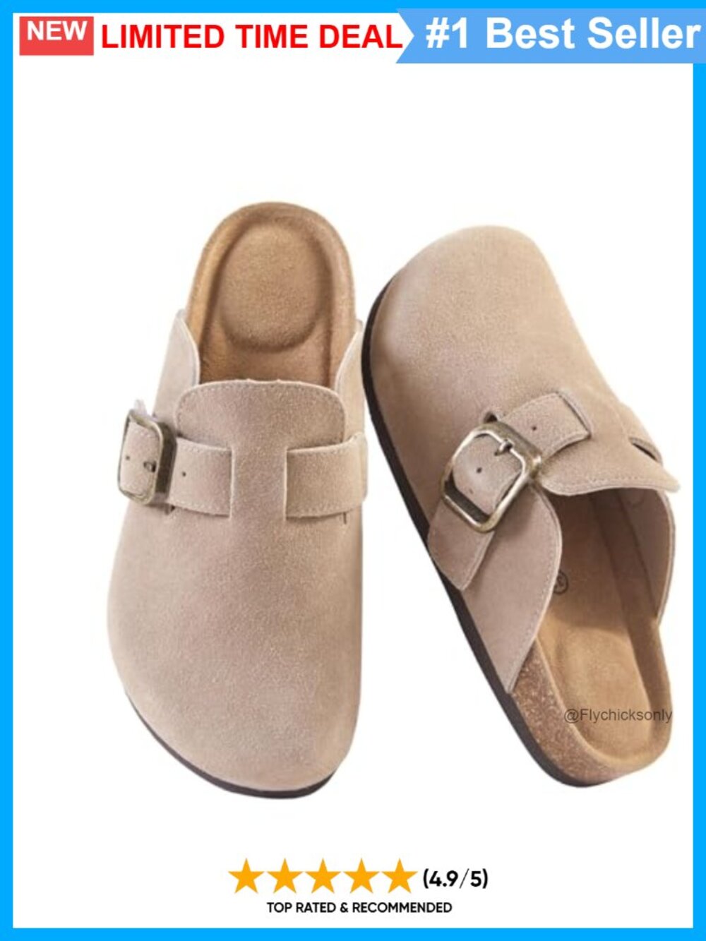 Genuine Suede Clogs Women Leather Mules Arch Support Buckle Slip-On